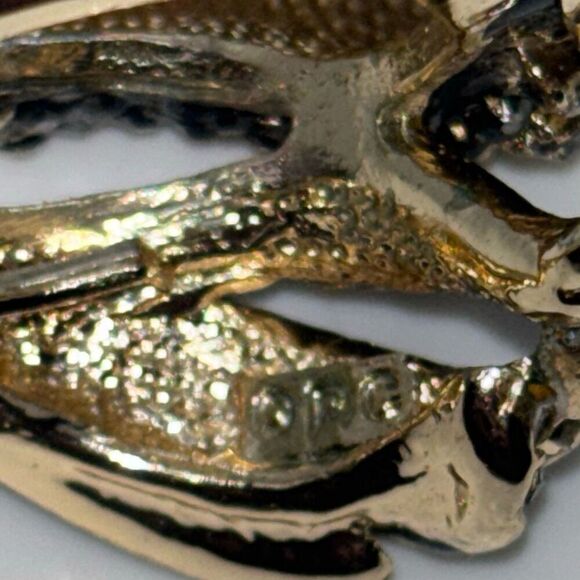 Vtg OPC CN wrap horse ring black stones Sz 8.5 gold 3D equestrian - Picture 9 of 10